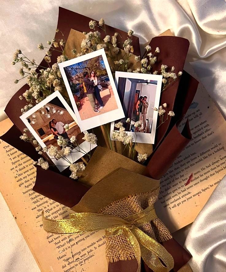 Vintage Polaroid & Gypsophila Bouquet