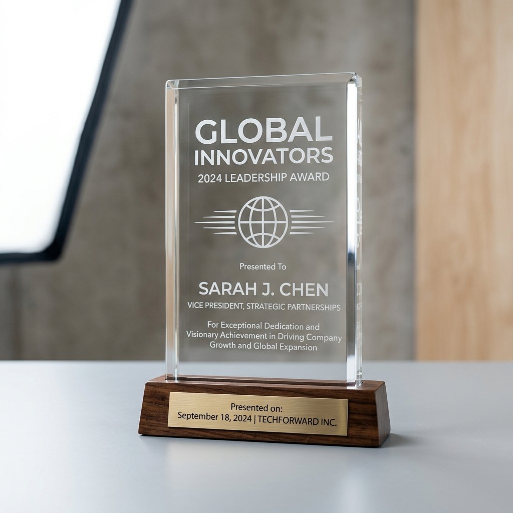 Aura Glass Corporate Milestone Award Plaque