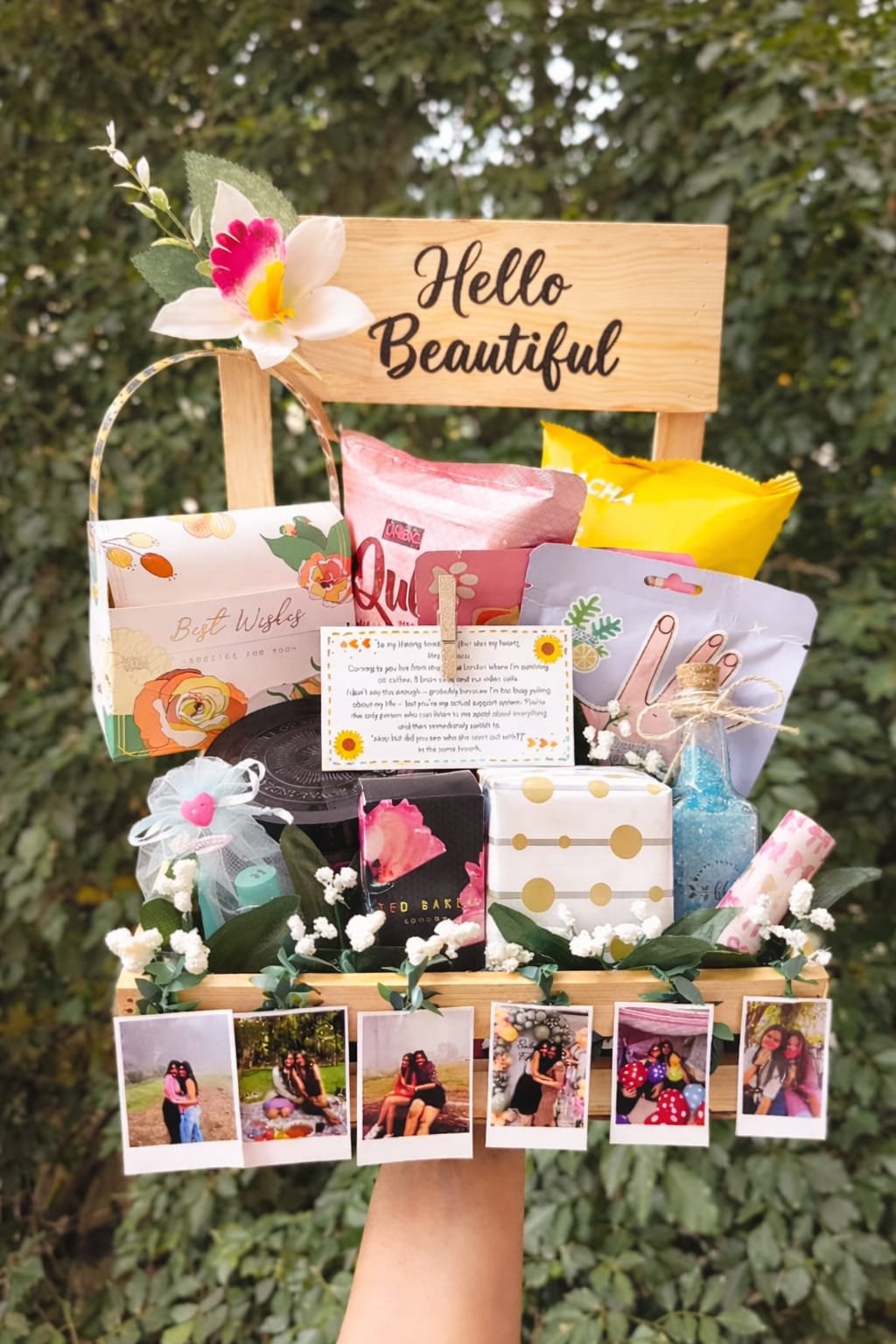 Hello Beautiful Polaroid Wooden Crate