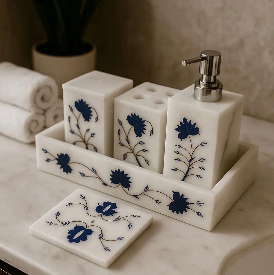 Lapis Lazuli Inlaid Royal Marble Bathroom Suite